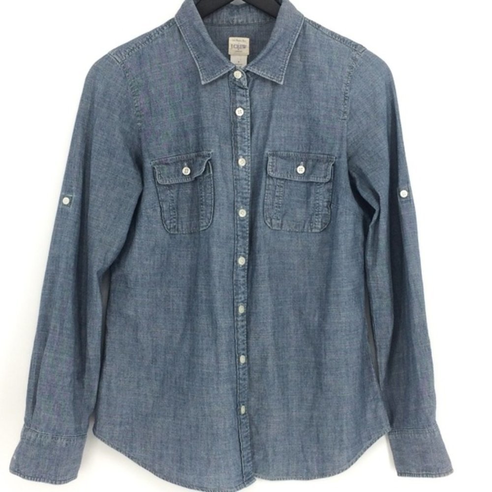J.crew factory top button up chambray long sleeve